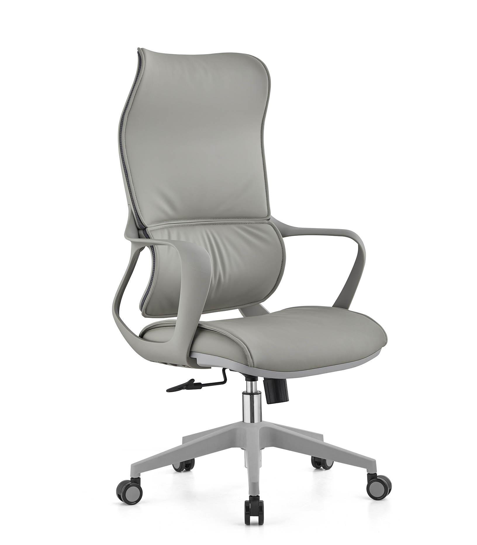 High-Back Gray Upholstered Executive Swivel Chair
