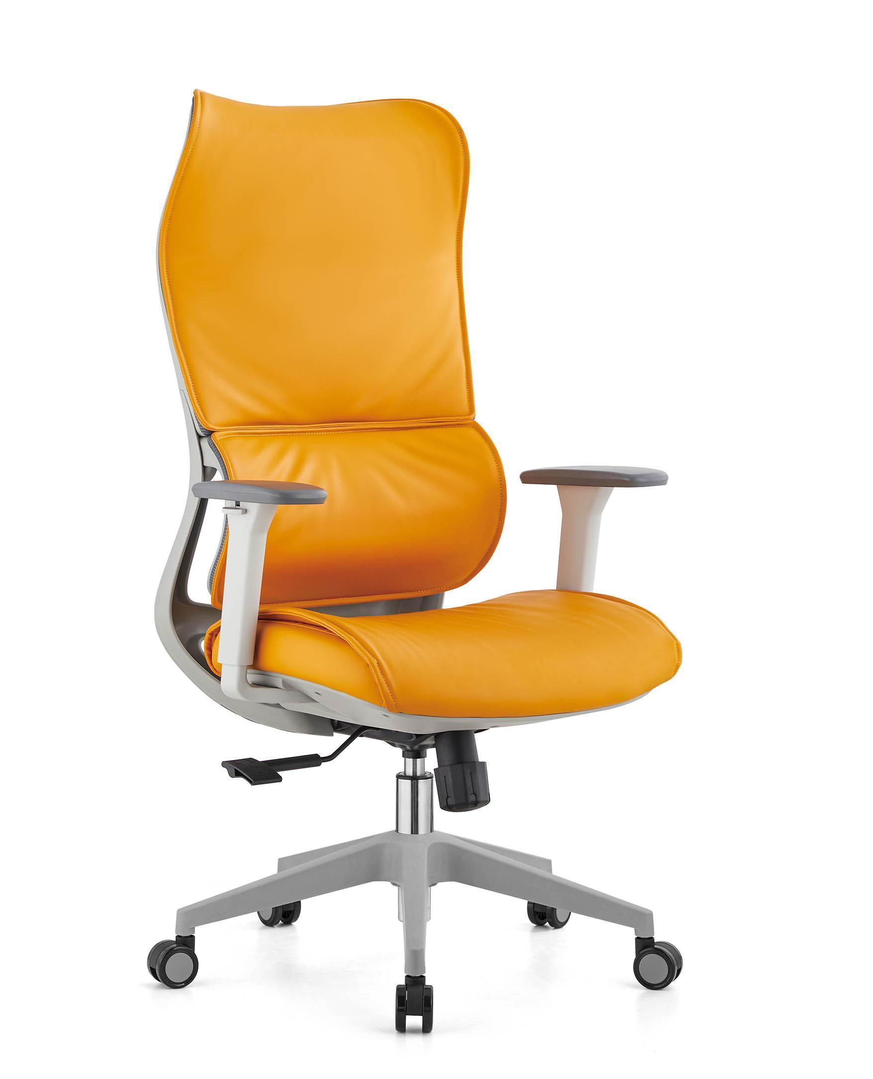 High-Back Orange Leatherette Executive Swivel Office Chair