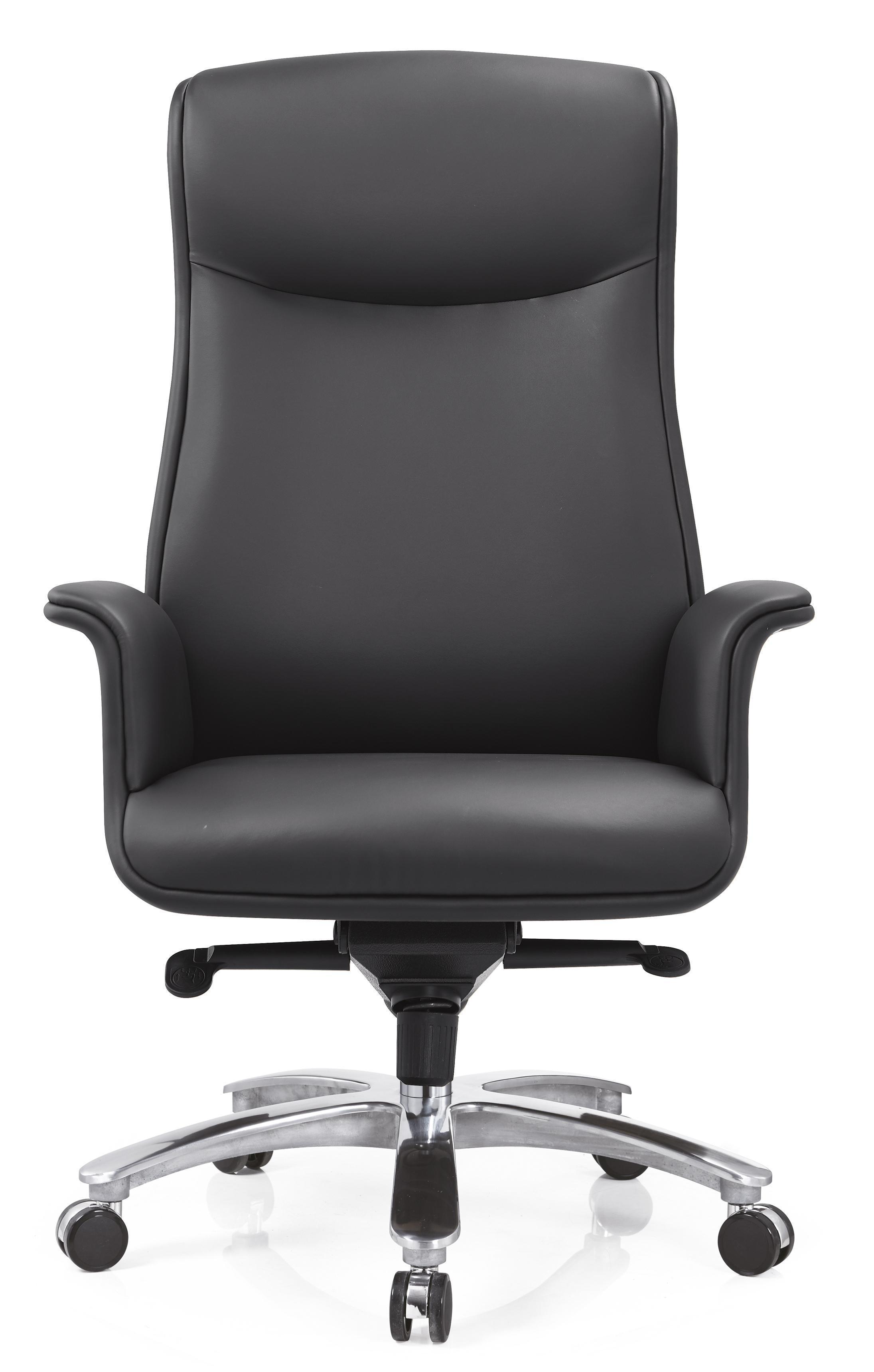 High-Back Black Leather Executive Swivel Office Chair