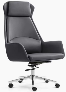 High-Back Leather Executive Swivel Chair with Integrated Arms