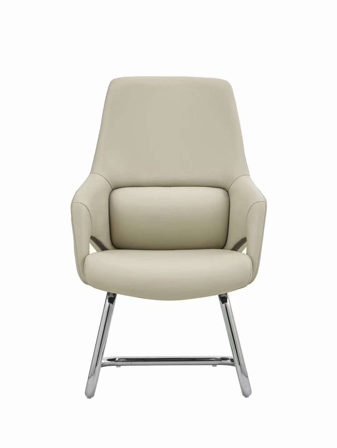 Upholstered High-Back Guest Chair with Polished Sled Base