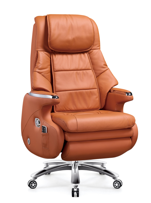 Tall Upholstered Executive Recliner Office Chair with Leg Rest and Chrome Base