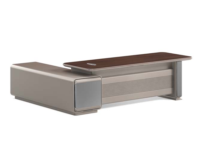 Executive L-Shaped Desk with Integrated Side Storage Cabinet