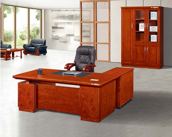 L-Shaped Executive Office Desk with Right Return and Panel Bases