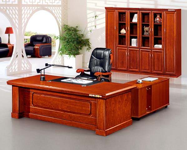 Traditional L-Shaped Solid Wood Executive Office Desk with Right Storage Return