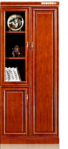 Traditional Tall Wooden Office Bookcase with Display Glass Door