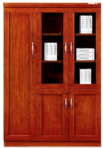 Red Brown 5-Door Wooden Office Bookcase Filing Cabinet with Lock