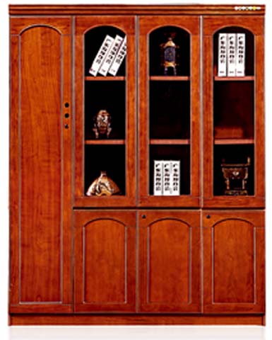 Traditional Mahogany-Finish Executive Office Bookcase with Lockable Compartments