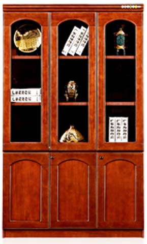 Traditional Mahogany-Tone 6-Door Display Bookcase with Lower Storage