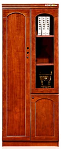 Reddish Brown Arched Panel Wooden Office Bookcase Cabinet