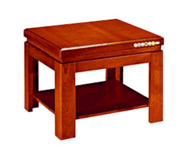 Traditional Solid Wood Square Side Table with Lower Open Storage Shelf