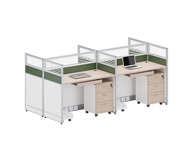 Four-Person Cross-Shaped Office Cubicle Workstation with Mobile Pedestals