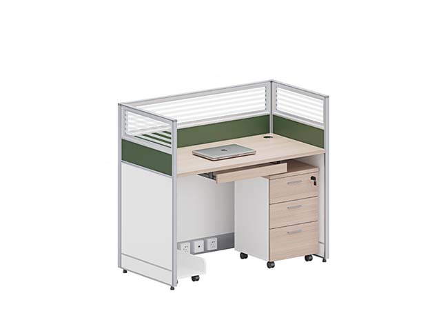 Single Person Partitioned Office Workstation with Mobile 3-Drawer Pedestal