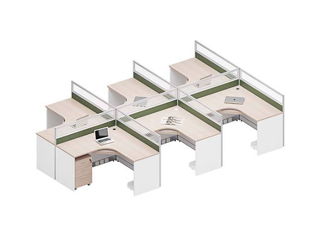 6-Person Cross-Shaped Modular Cubicle Office Workstation