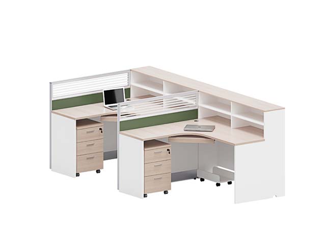 2-Person L-Shaped Partitioned Workstation with Mobile Pedestals