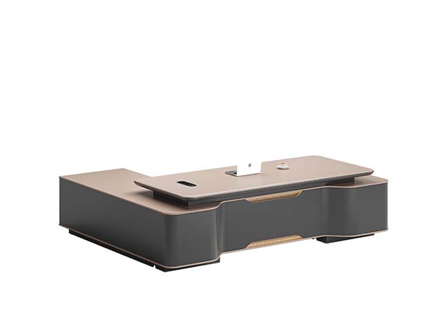Modern Luxury L-Shaped Curved Executive Desk with Integrated Storage and Power Management