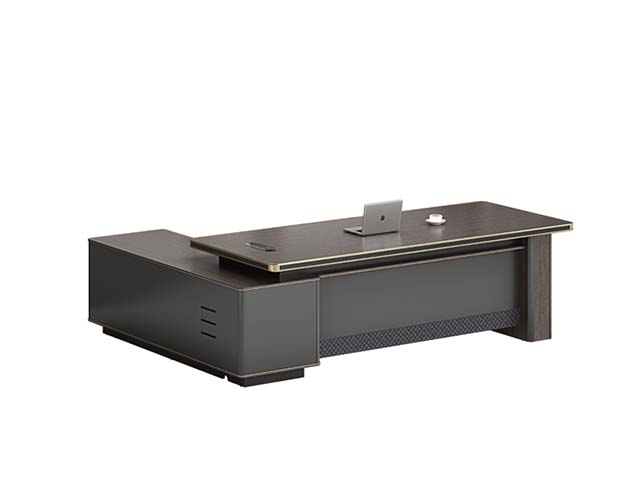 L-Shaped Fixed Height Executive Desk with Left Side Storage Return