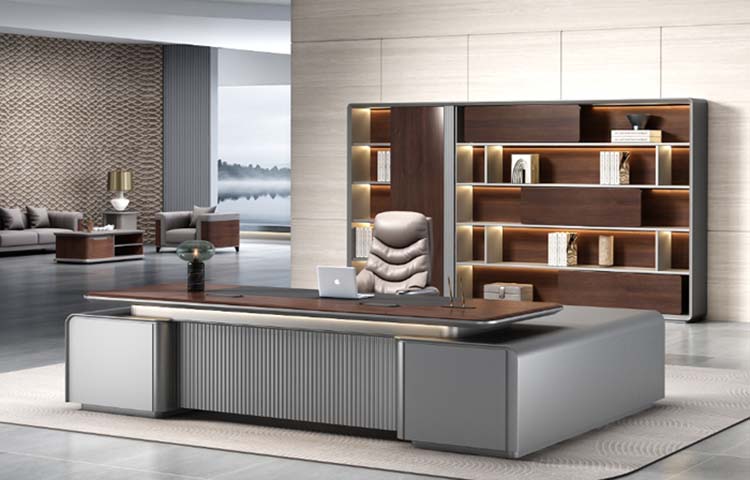 Modern Luxury L-Shaped Executive Office Desk with Integrated Double Storage Pedestals