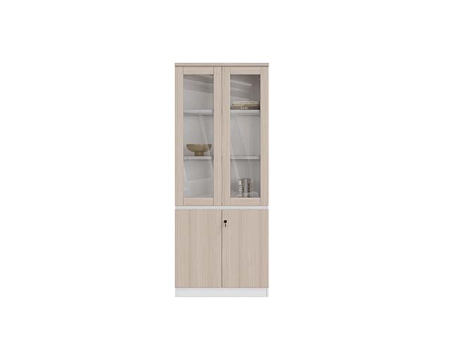 Two-Tier Double Door Office Display Storage Cabinet