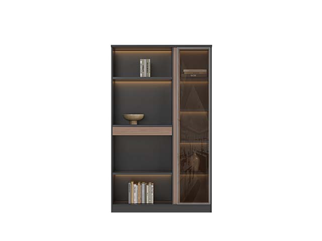 Two-Tone LED-Lit Glass Door Display Bookcase