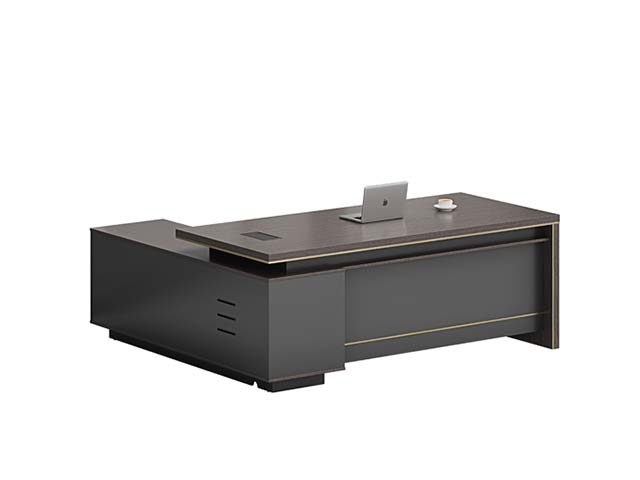 L-Shaped Executive Office Desk with Left Side Storage Pedestal