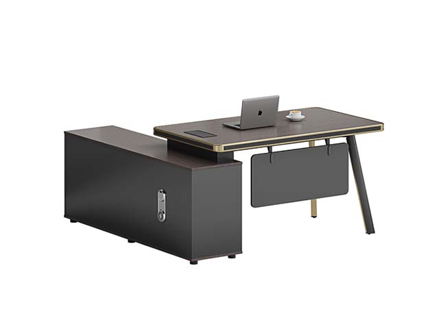 L-Shaped Executive Office Desk with Left Side Storage Pedestal