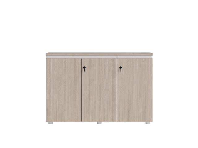 Light Oak 3-Door Lockable Office Storage Credenza