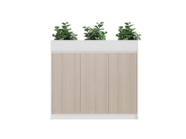 Low Storage Cabinet with Integrated Top Planter Trough
