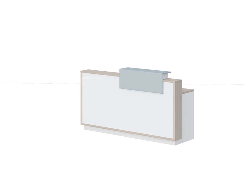 Modern Dual-Height Linear Reception Desk with Offset Raised Transaction Counter