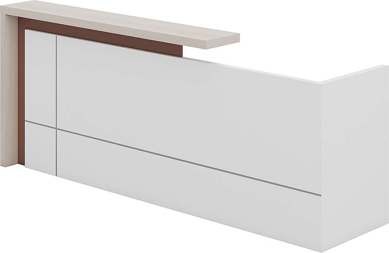 L-Shaped Commercial Reception Desk with Raised Visitor Counter