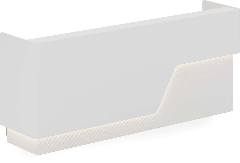 White Wall-Mounted Reception Front Desk with Integrated Ambient Lighting