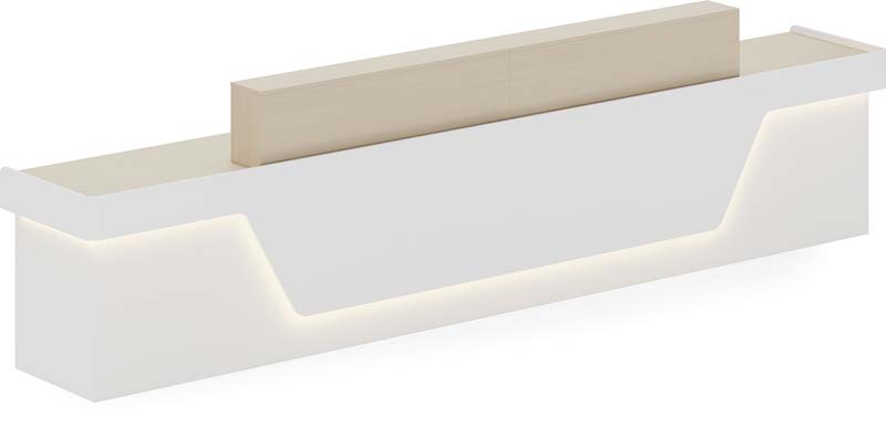 Modern Two-Tone White and Light Wood LED Reception Desk