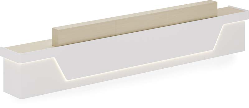 Modern Linear Wrapped Corner Reception Desk with Integrated Ambient LED Lighting