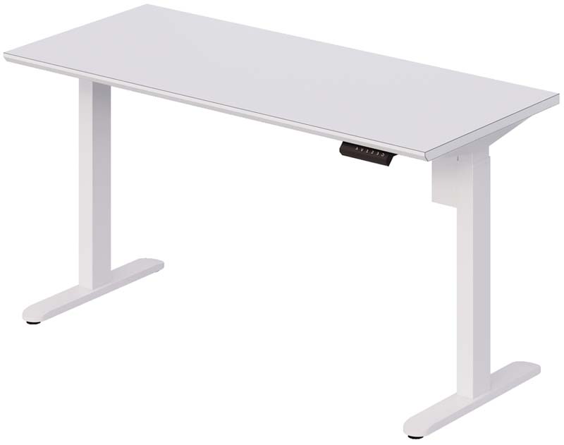 All-White Electric Height-Adjustable Standing Desk