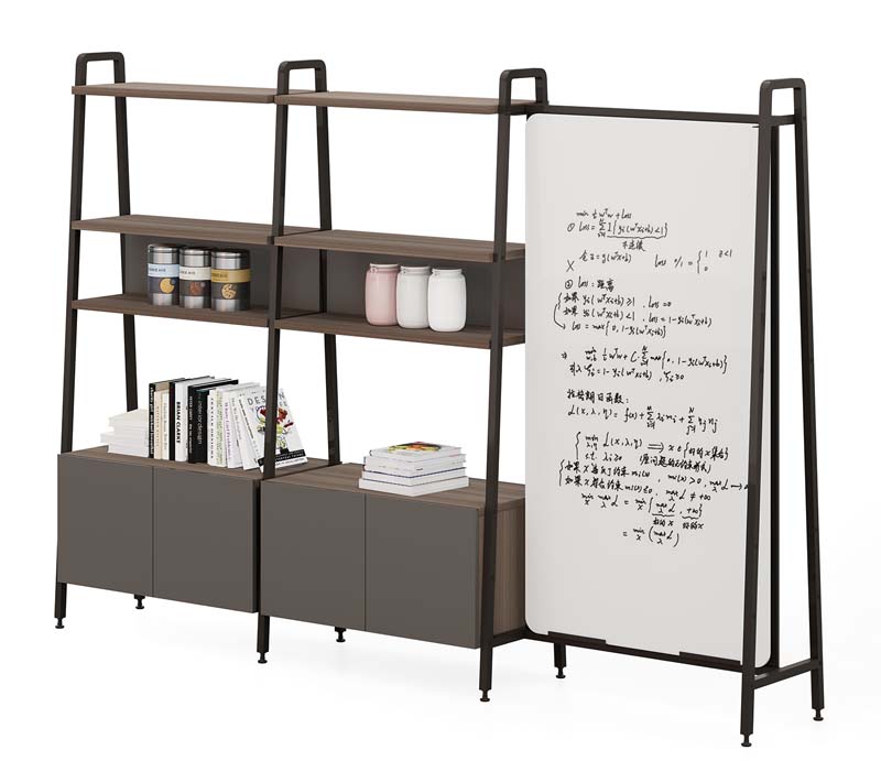 Freestanding Office Storage Partition Bookshelf with Integrated Magnetic Whiteboard