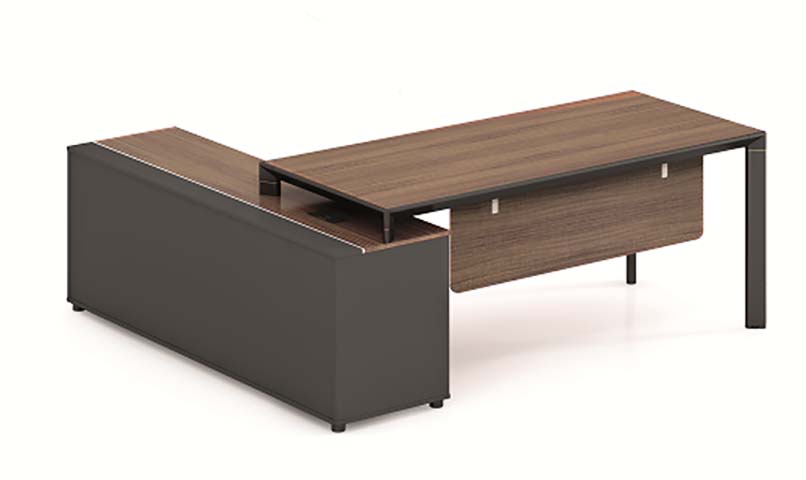 L-Shaped Executive Office Desk with Left Side Storage Pedestal