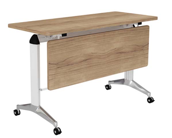 Light Wood Grain Mobile Flip-Top Training Table