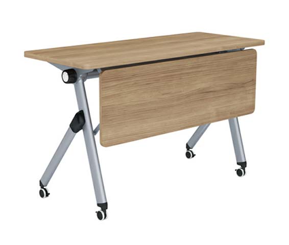 Light Oak Flip-Top Mobile Training Table with Modesty Panel