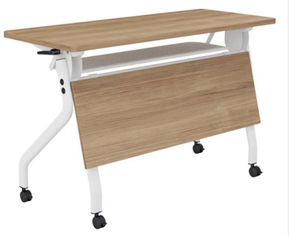 Light Oak Flip-Top Mobile Nesting Training Table with Modesty Panel