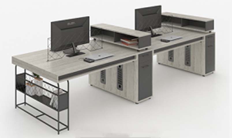 2-Person Side-by-Side Office Workstation with Integrated Storage and Cable Management