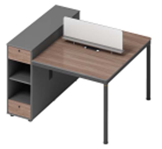 L-Shaped Office Workstation Desk with Desktop Privacy Divider and Integrated Left Storage