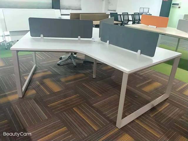 120-Degree 2-Person Open-Plan Office Workstation Desk with Desktop Dividers