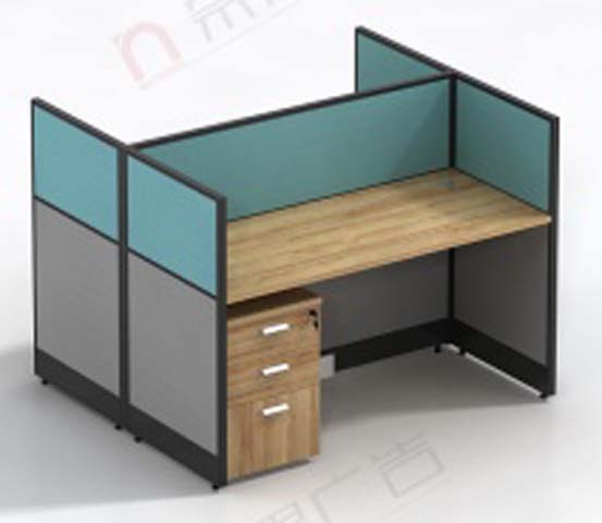 Single-Person L-Shape Office Cubicle Workstation with 3-Drawer Mobile Pedestal
