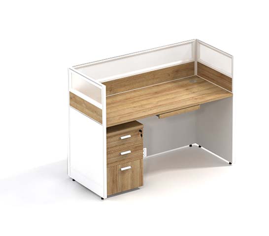 Single-Person Partitioned Office Workstation with Mobile Pedestal