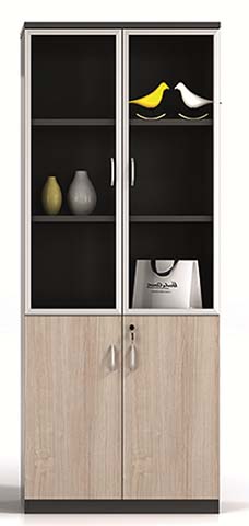 Lockable Split-Zone Office Display Storage Cabinet