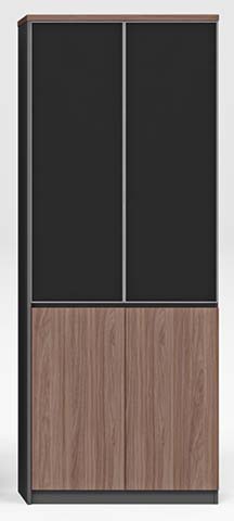 Two-Tone Two-Section Tall Storage Cabinet with Sliding Doors
