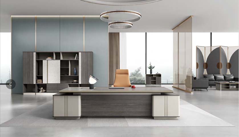 Two-Tone Dual-Pedestal Executive Office Desk