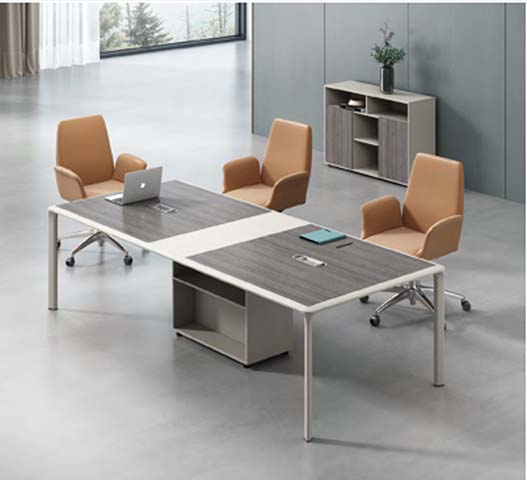 6-Person Rectangular Modern Conference Table with Center Cable Management and Under-Table Storage
