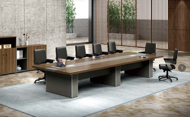 8-Person Rectangular Conference Table with Central Cable Management Inlay