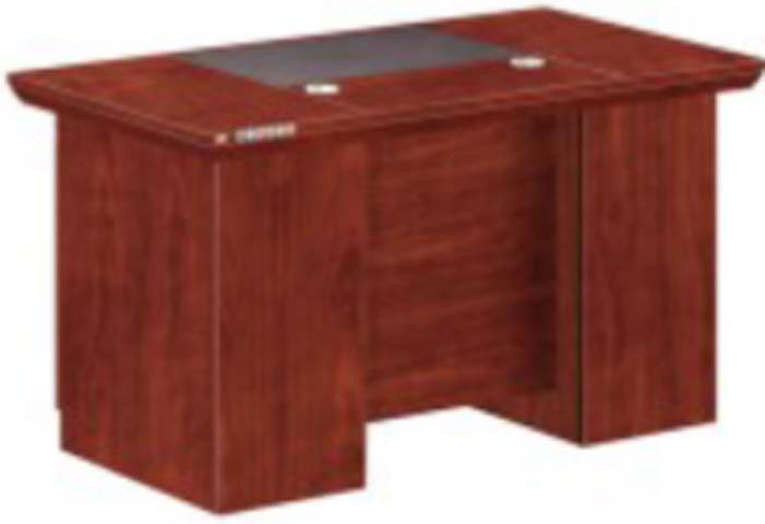 Red Mahogany Double-Pedestal Executive Office Desk with Inset Writing Pad
